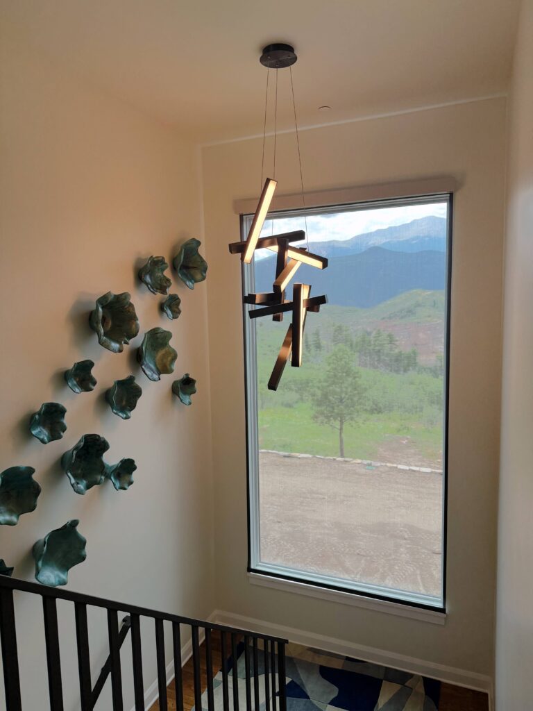 Extended solar shades with a gorgeous view of the mountains at Speas Interior Design near Colorado Springs, Colorado (CO)