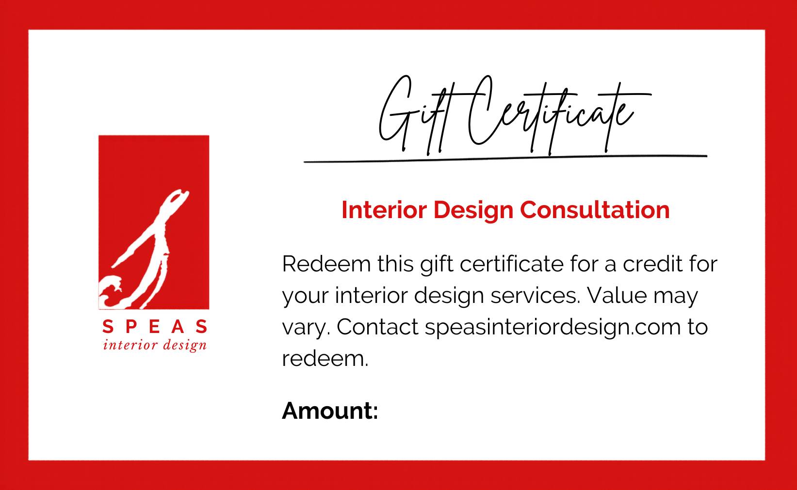 Gift Certificate Interior Design Consultation at Speas Interior