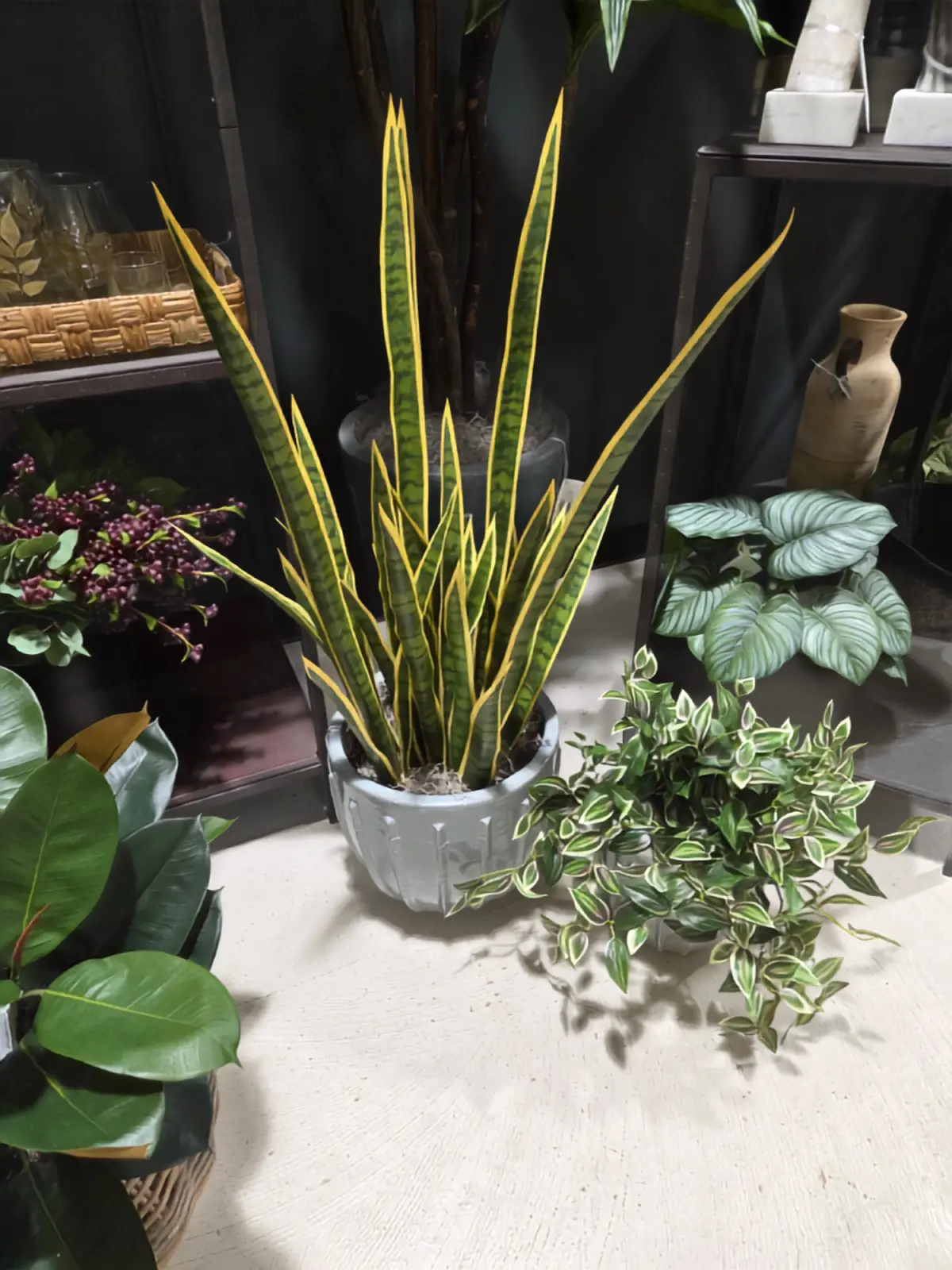 Faux succulents and greenery styled together near Colorado Springs
